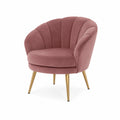 Silla de salón de terciopelo rosa con patas de metal