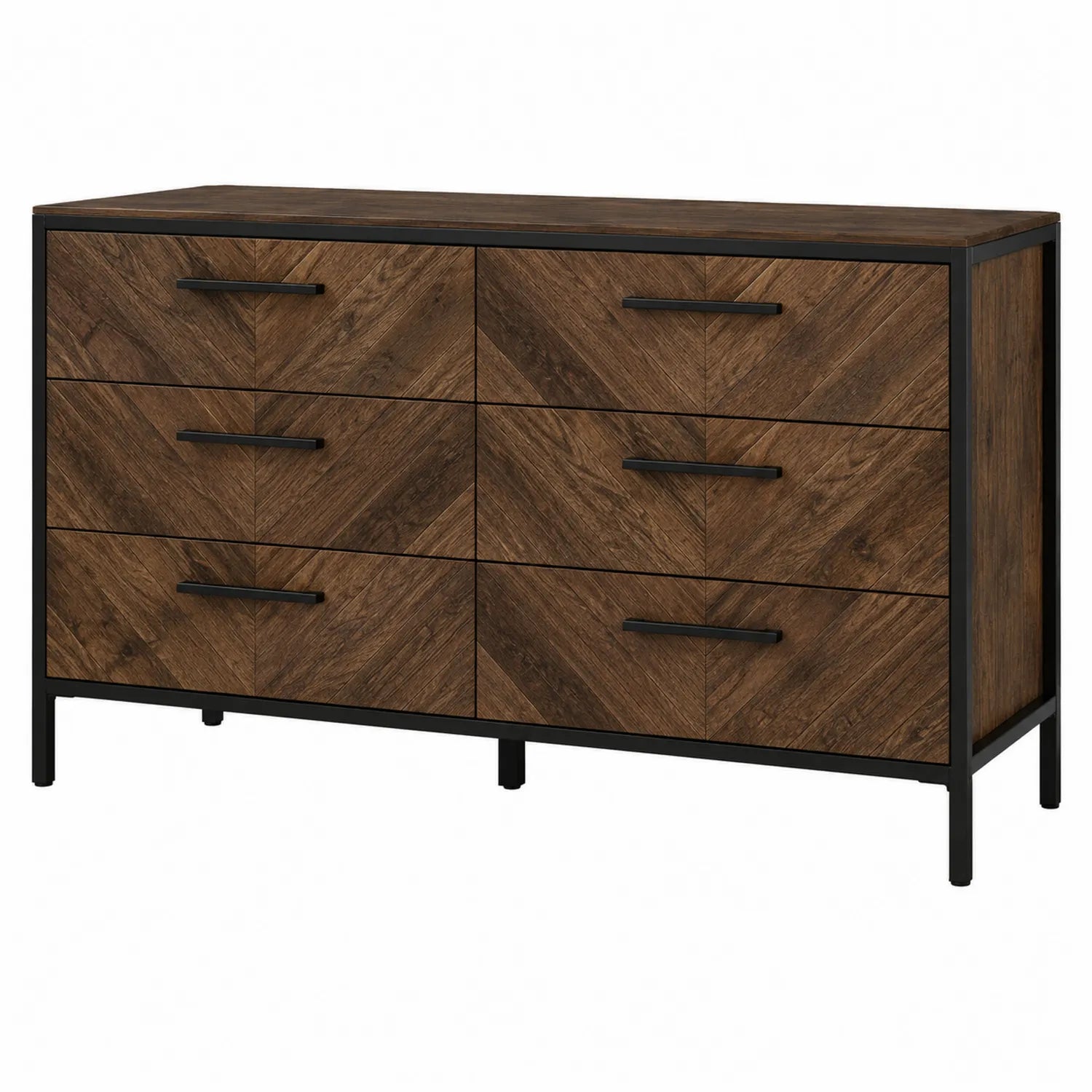 Cajonera de Madera Contrachapada y Metal con 6 Cajones 120x40x80 cm