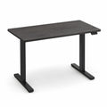 Mesa negra ajustable en altura de MDF con estructura de acero 120x60cm