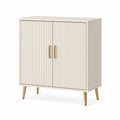 Aparador de MDF con Puertas Estriadas Beige 80x35x100 cm
