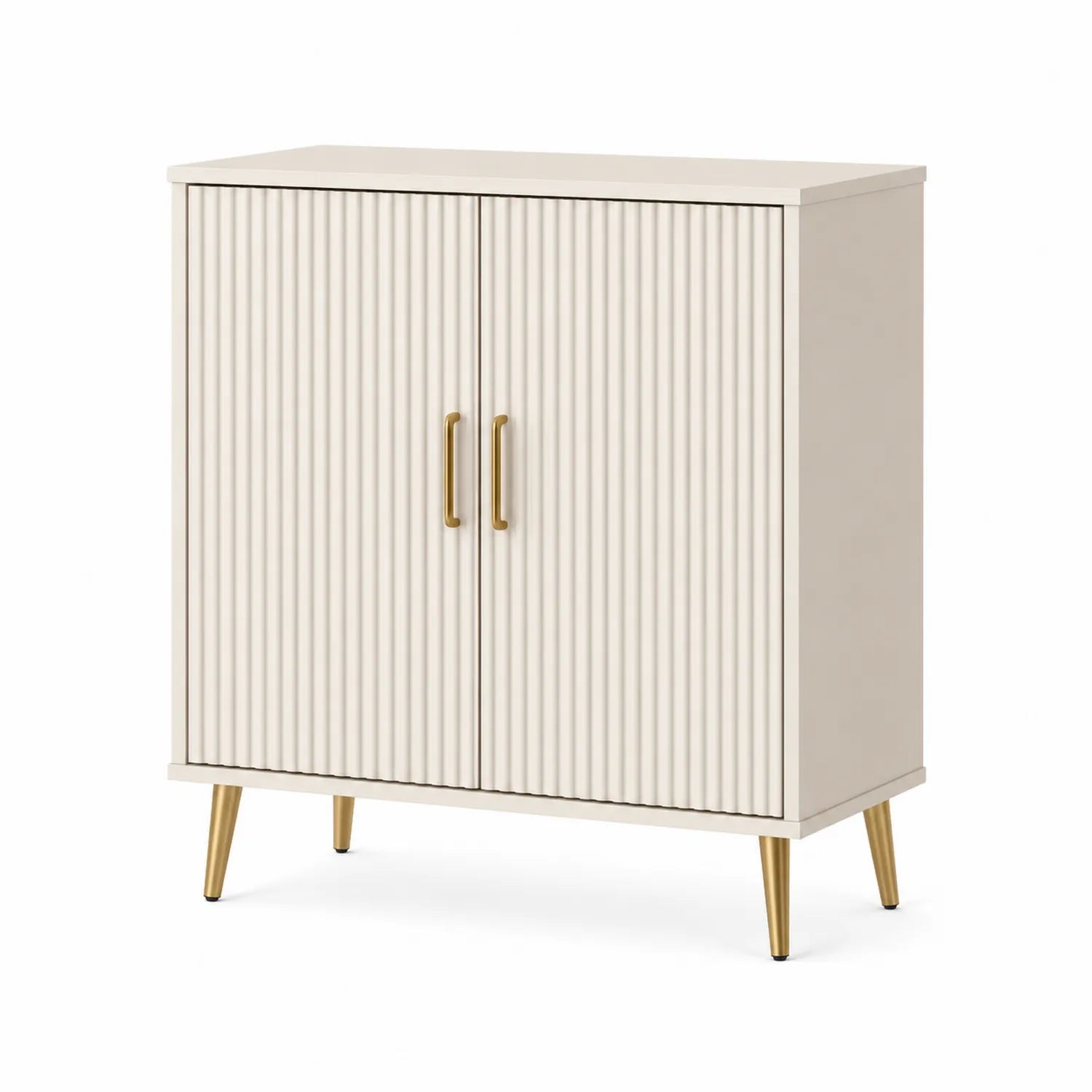 Aparador de MDF con Puertas Estriadas Beige 80x35x100 cm