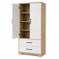 Aparador de Madera y MDF con Puertas y Cajones Blanco y Roble