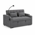 Sofá cama doble de tela gris con lámpara ajustable
