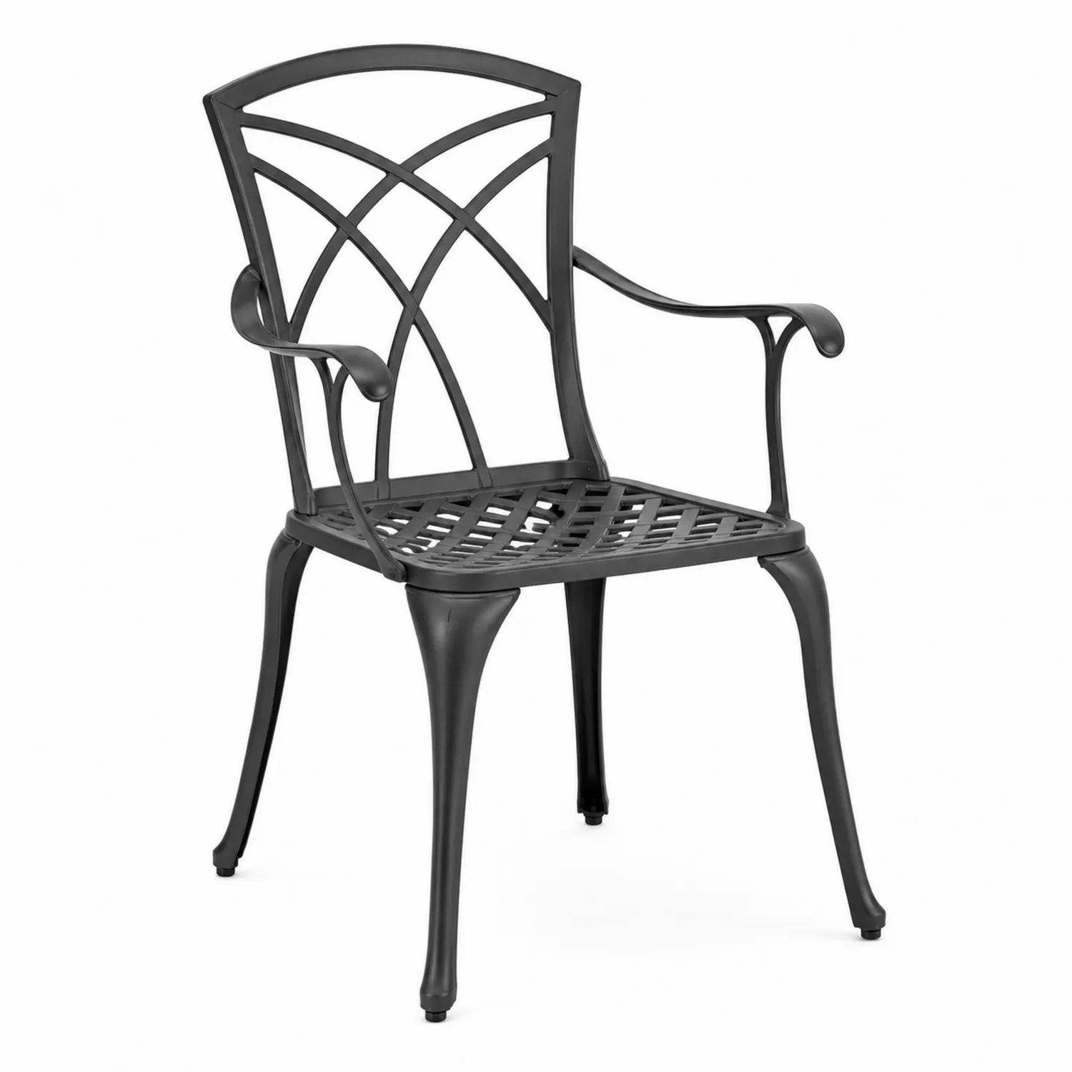 Silla de aluminio forjado con brazos Negro 56x61x89 cm