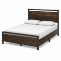 Cama doble de madera y metal estructura negra 200x150 cm