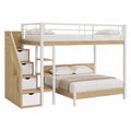 Litera de Madera y Metal Blanco con Almacenamiento