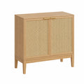 Aparador de madera y ratán con puertas 80x35x90 cm color natural