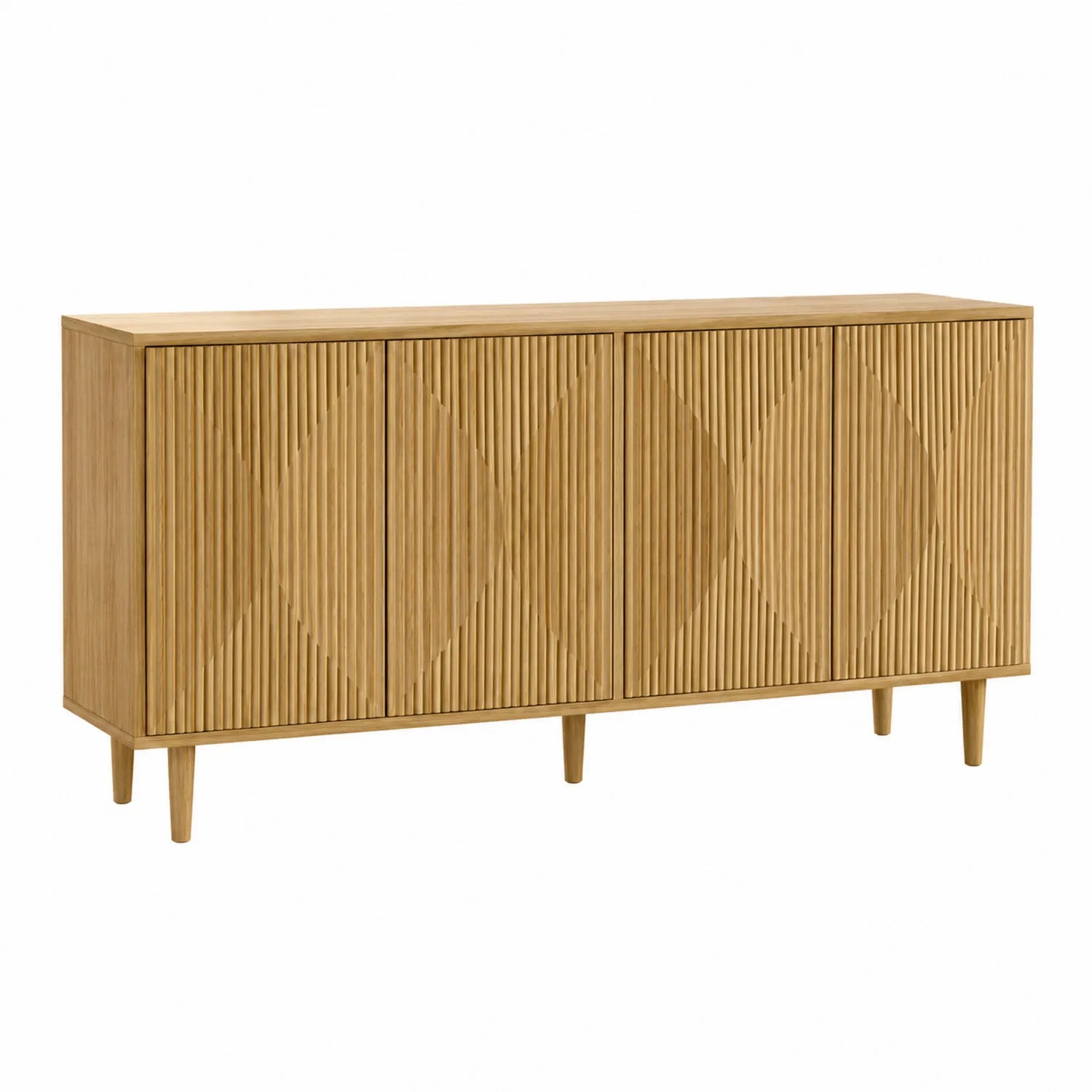 Aparador de Madera de Roble con Puertas Estriadas 180x40x75 cm