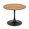 Mesa redonda de comedor de madera con base metálica negra de diámetro 80 cm