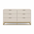 Cómoda de 6 cajones de MDF y metal color Beige 120x45x75 cm
