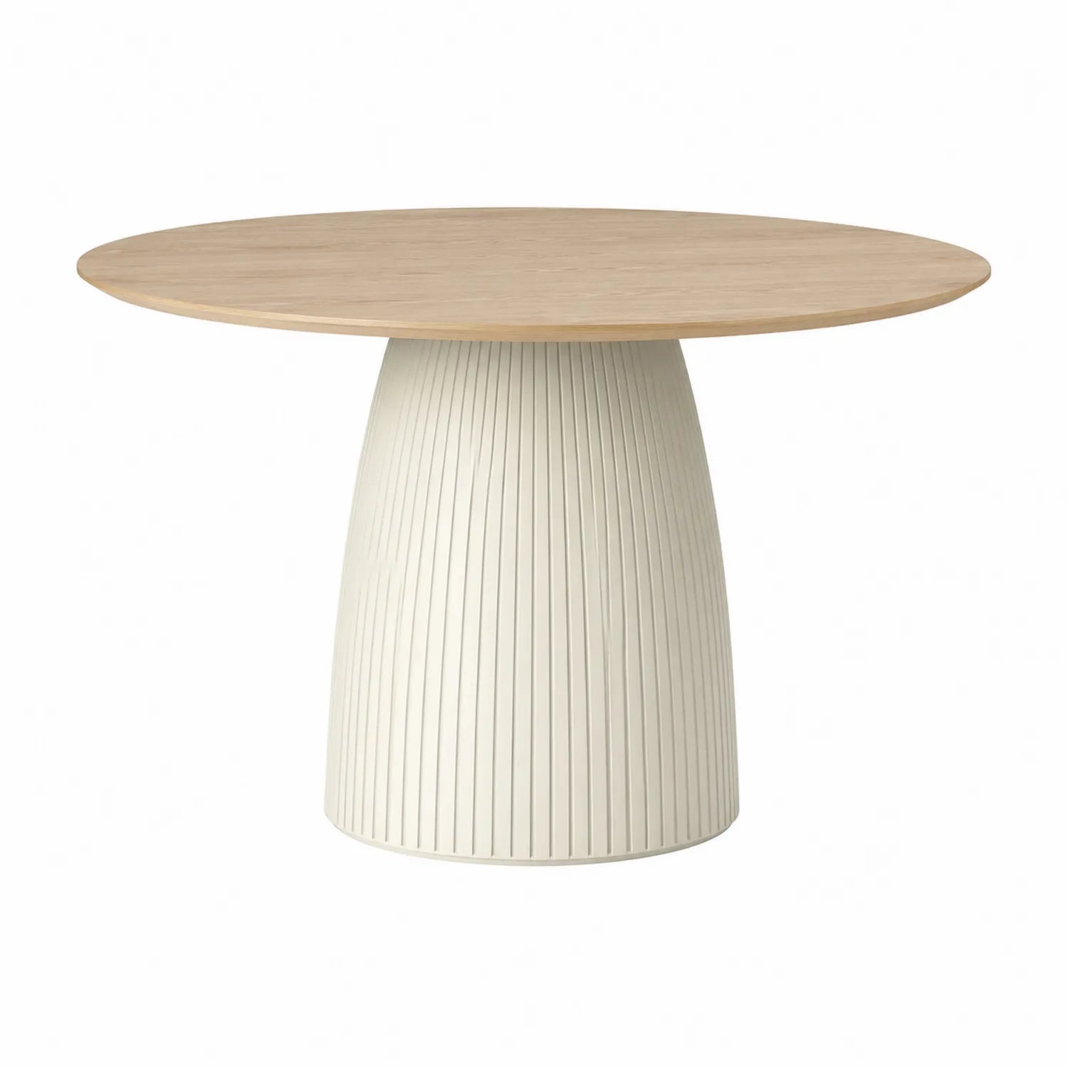 Mesa redonda de madera y base cerámica 120 cm