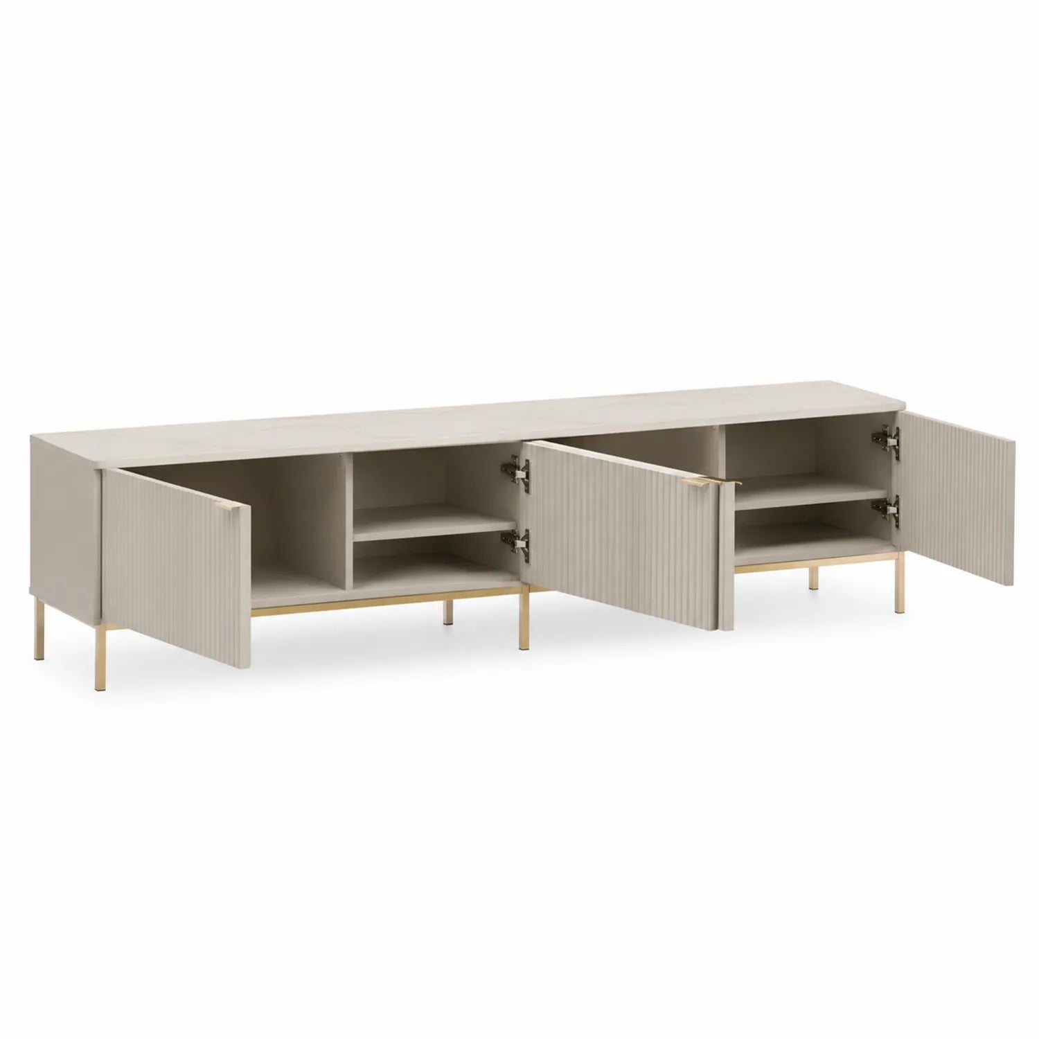 Mueble de TV de MDF con Puertas Beige 180x40x50 cm
