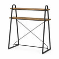 Estantería de Metal y Madera con 2 Estantes Negro Marrón 80x30x90 cm