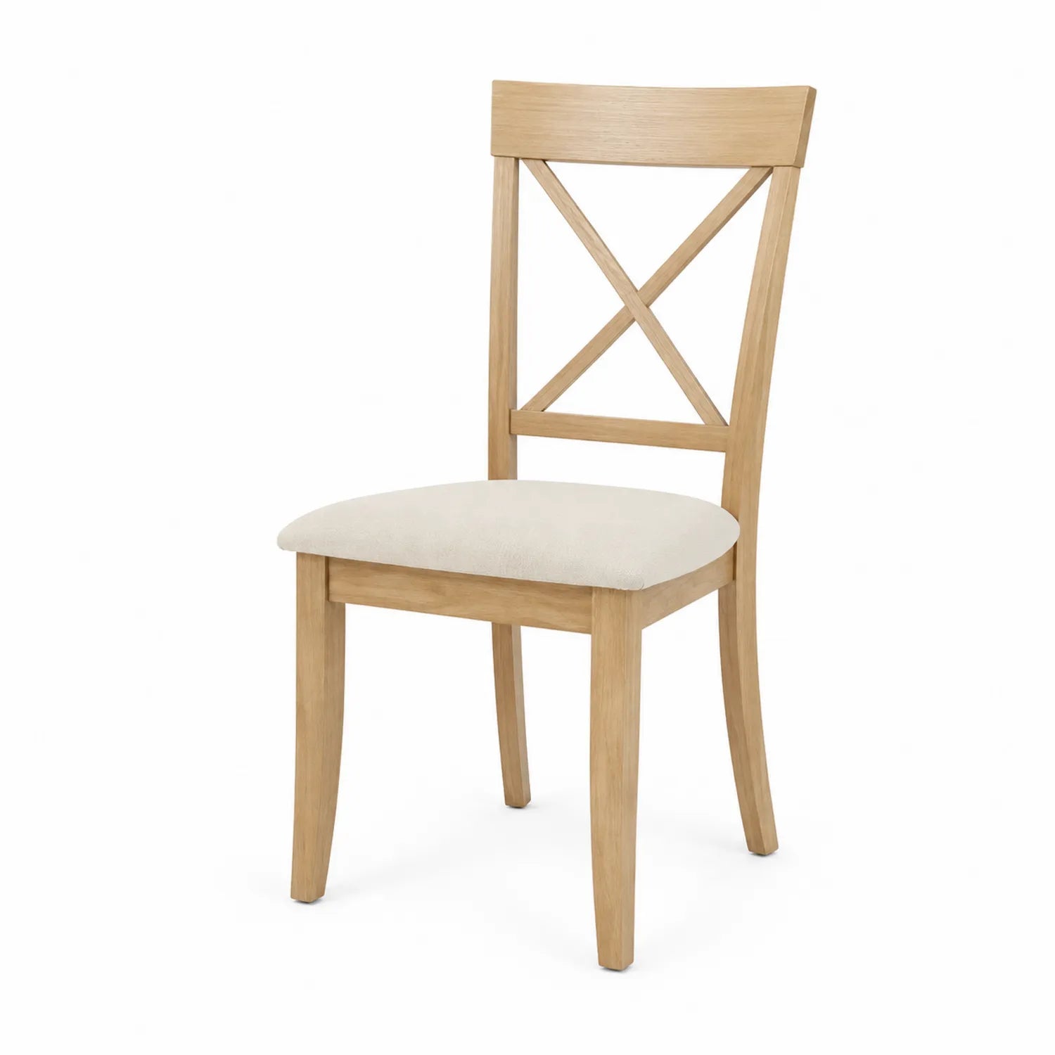 Silla de madera maciza con asiento de poliéster beige 90x45x52 cm