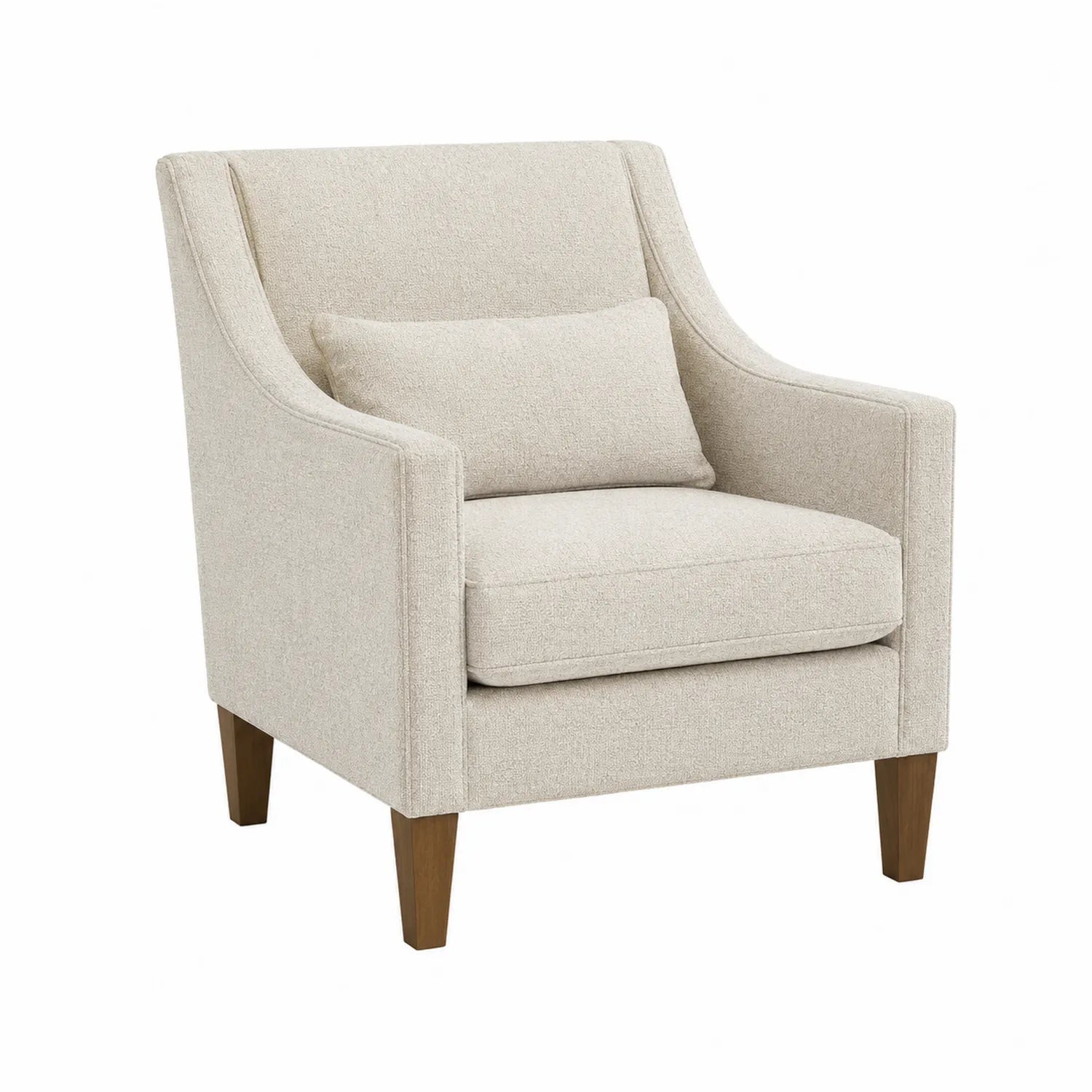 Silla de salón con tapizado de poliéster y patas de madera