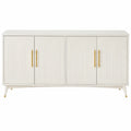 Aparador de MDF con puertas decorativas y tiradores de metal blanco 80x160x40 cm