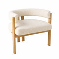 Silla tapizada con respaldo semicircular de madera de roble y poliéster blanco