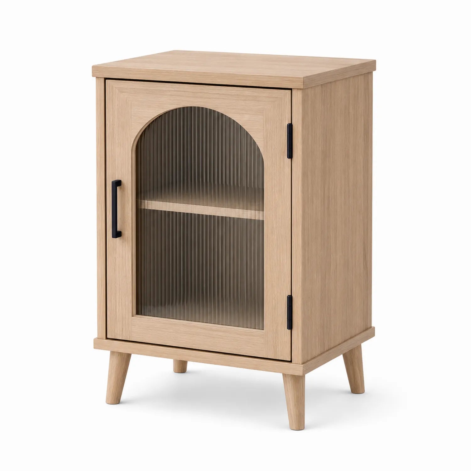 Gabinete de madera con puerta de vidrio