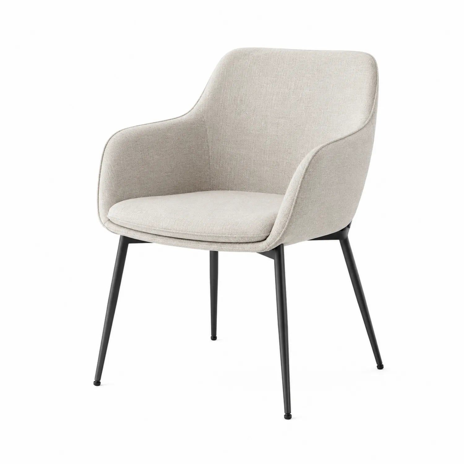 Silla de comedor con tapizado de poliéster beige y patas de metal