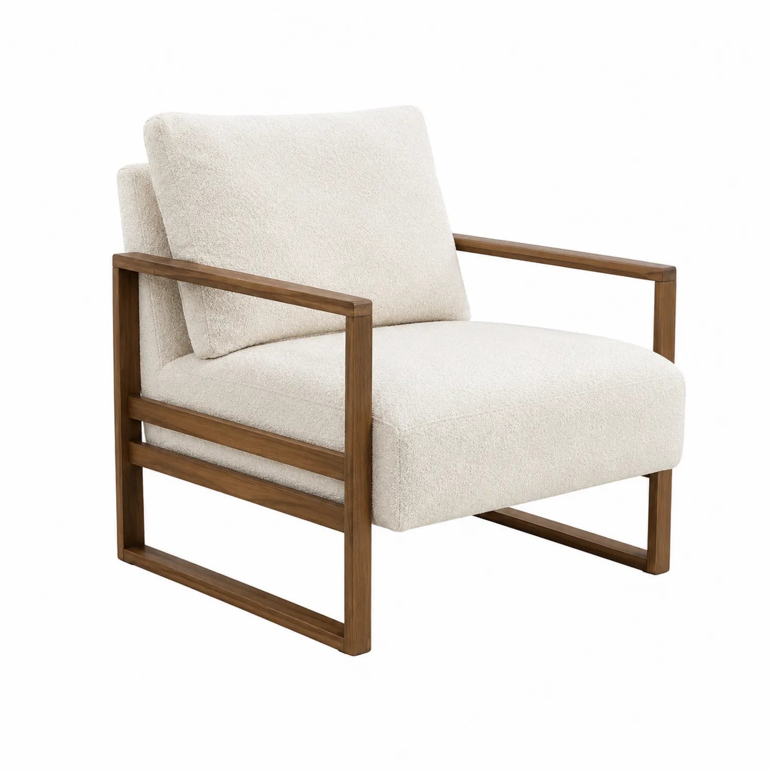 Silla de madera con cojines de tela beige