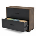 Archivador de Metal y Madera con 2 Cajones Negro/Marrón 70x40x60 cm