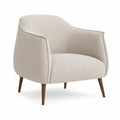 Sillón de poliéster beige con patas de madera 75x70x78 cm