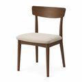 Silla de madera y poliéster beige 45x53x87 cm