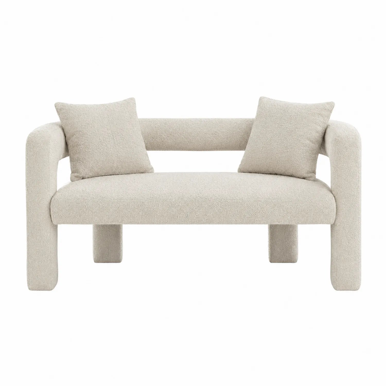 Sofá de dos plazas de tela beige 140x70x70 cm