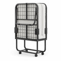Cama plegable individual de acero con colchón de espuma Blanco y Negro 190x80x42 cm
