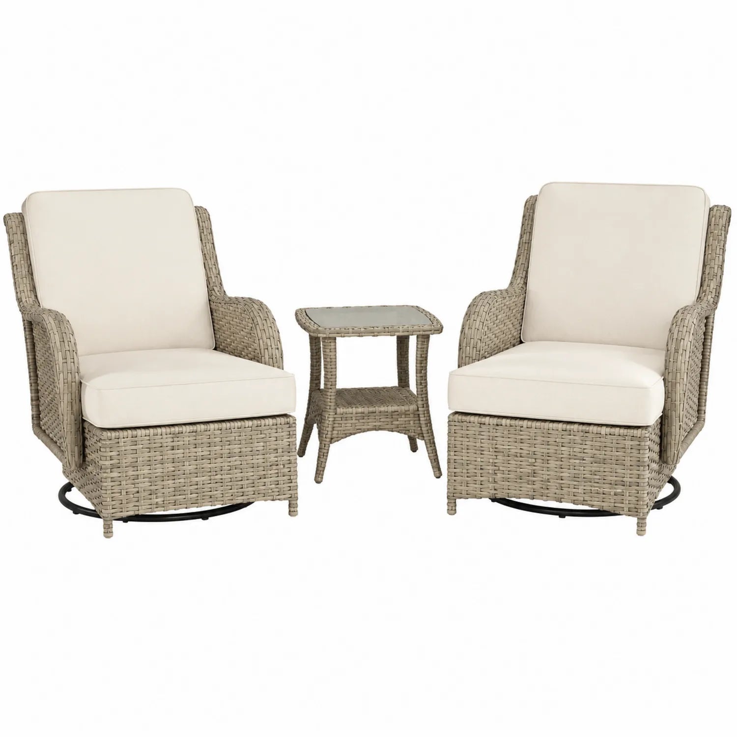 Conjunto de Muebles de Ratán con Cojines Beige