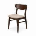 Silla de madera con asiento tapizado de poliéster Marrón/Beige