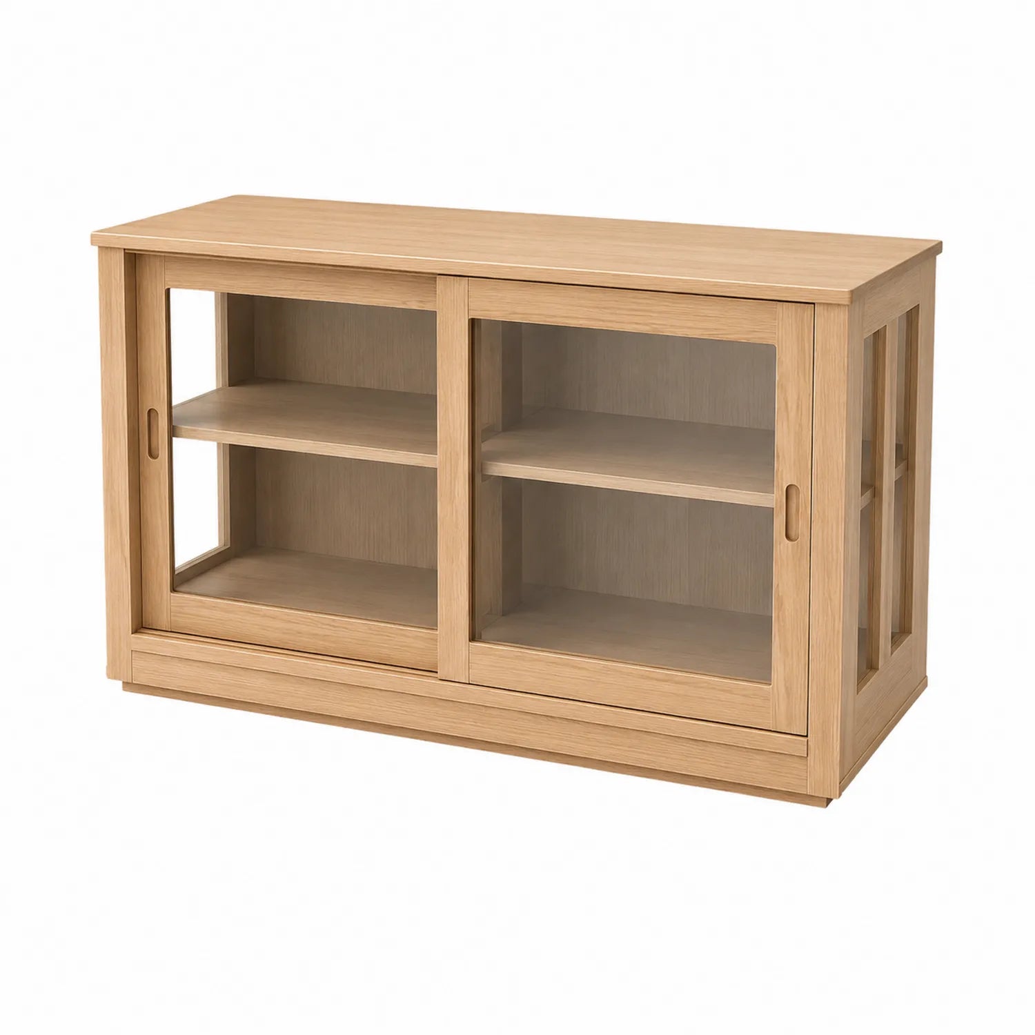 Aparador de madera con puertas de vidrio templado 120x80x40 cm