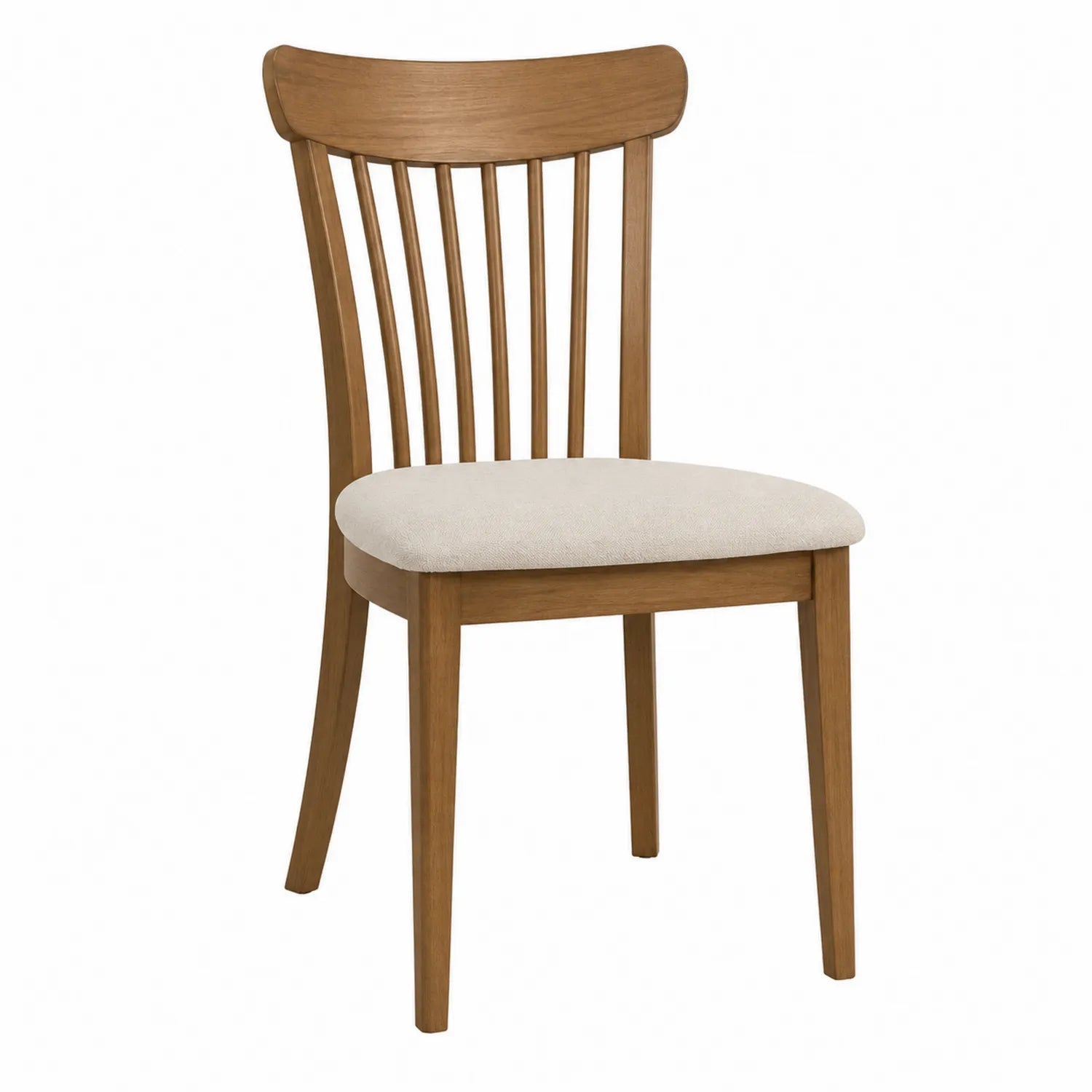 Silla de madera con asiento tapizado beige