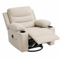 Sillón Reclinable de Poliéster Beige con Función Giratoria y Porta Vasos