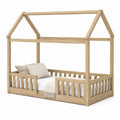 Cama infantil de madera maciza en forma de casa, color Natural
