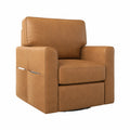 Sillón giratorio de cuero sintético marrón con bolsillos laterales