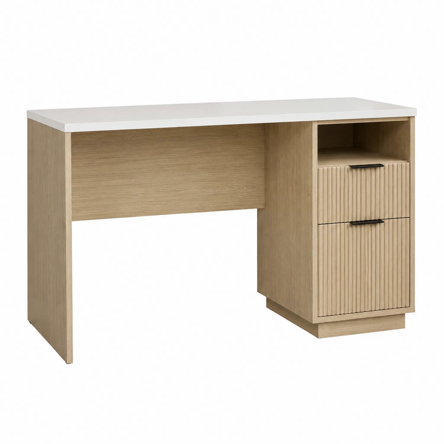 Escritorio de madera MDF con superficie blanca y cajones de almacenamiento