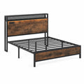 Cama doble de metal y madera con iluminación LED