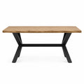 Mesa de comedor roble y metal 200x100x75 cm