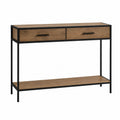 Consola de MDF con cajones y estructura de metal negro 120x35x80 cm