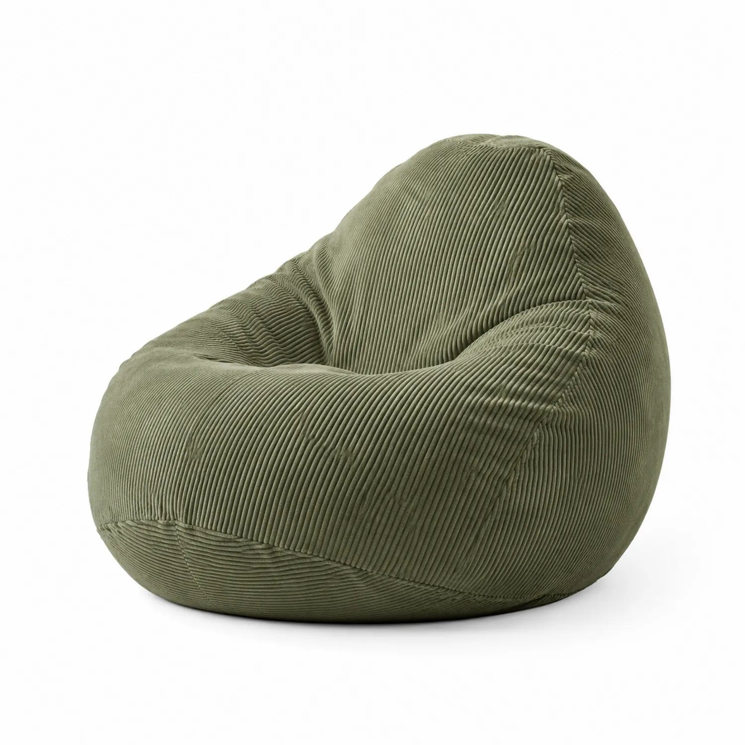 Puf de pana verde oliva con relleno de poliestireno