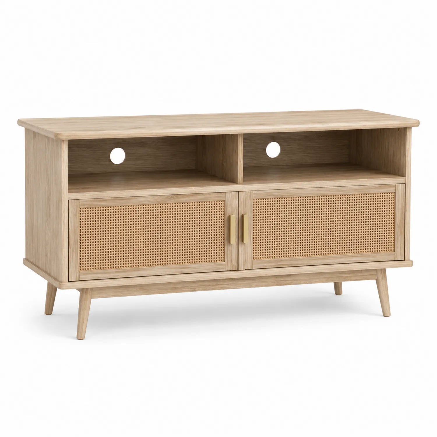 Mueble para TV de Roble y Mimbre 120x40x55 cm