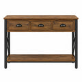 Mesa consola de madera y metal con 3 cajones marrón 100x35x80 cm