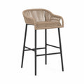 Taburete de Exterior de Ratán Sintético Beige con Patas de Acero