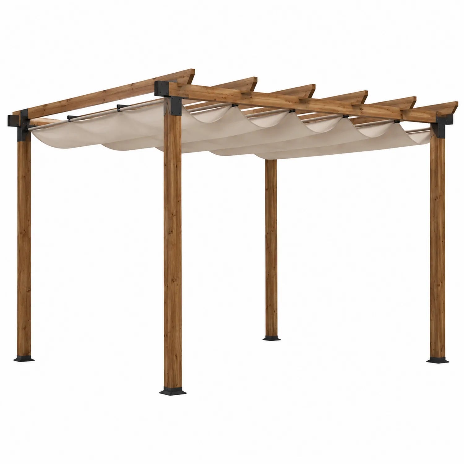 Pérgola de Madera con Toldo de Poliéster