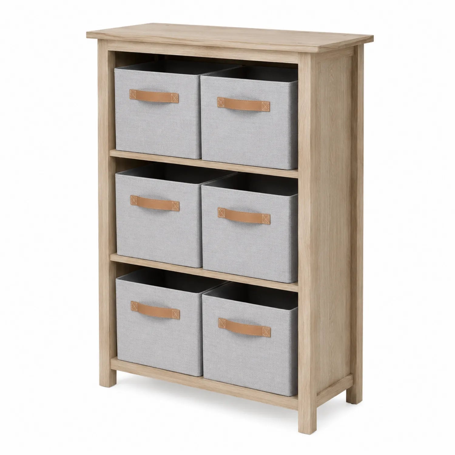 Estantería de Madera con 6 Cestas de Tela Gris 80x40x120 cm