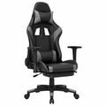Silla de oficina ajustable en cuero sintético Negro/Gris con reposacabezas