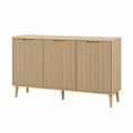 Aparador de Madera de Roble con Puertas Ranuradas 160x40x80 cm