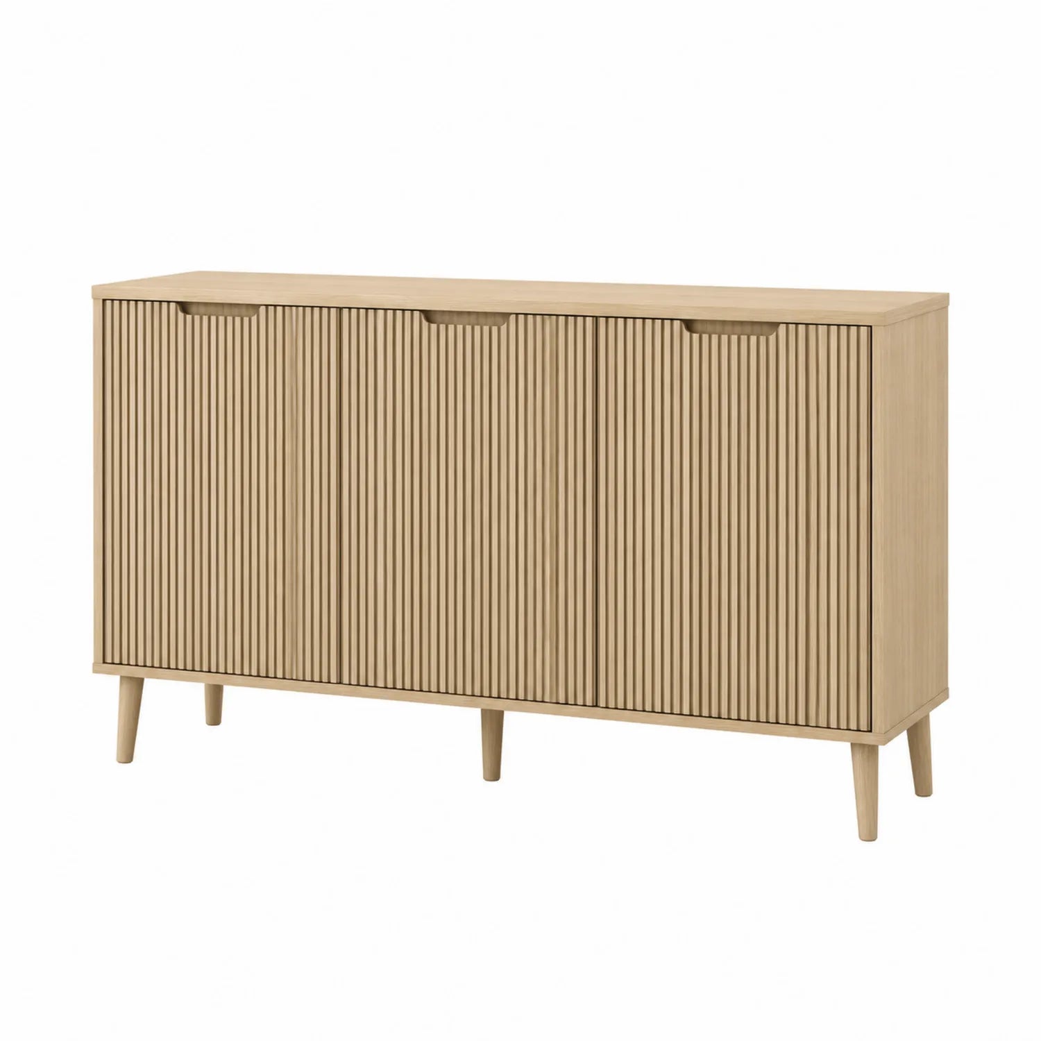 Aparador de Madera de Roble con Puertas Ranuradas 160x40x80 cm