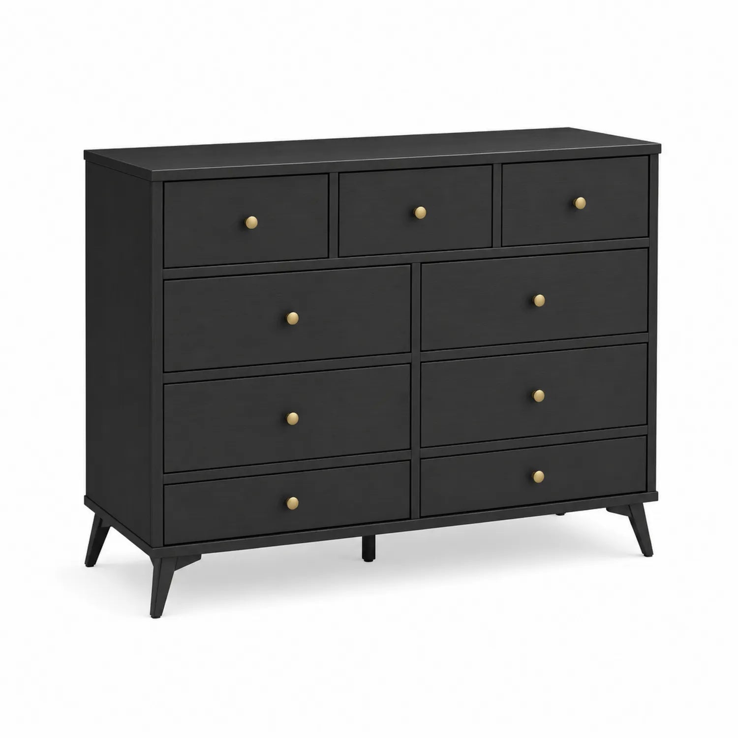 Cómoda de Madera con 9 Cajones Negra 120x40x90 cm